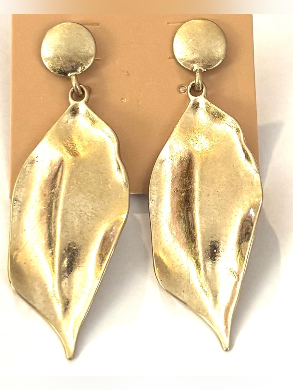 Vintage Gold Leaf Drop Dangle Earrings